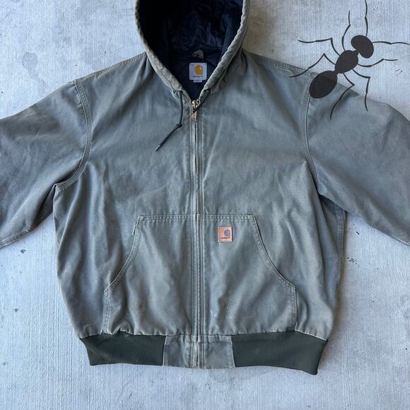 Vintage Y2K Carhartt J280 MOS green hooded work wear jacket - Picture 4 of 10